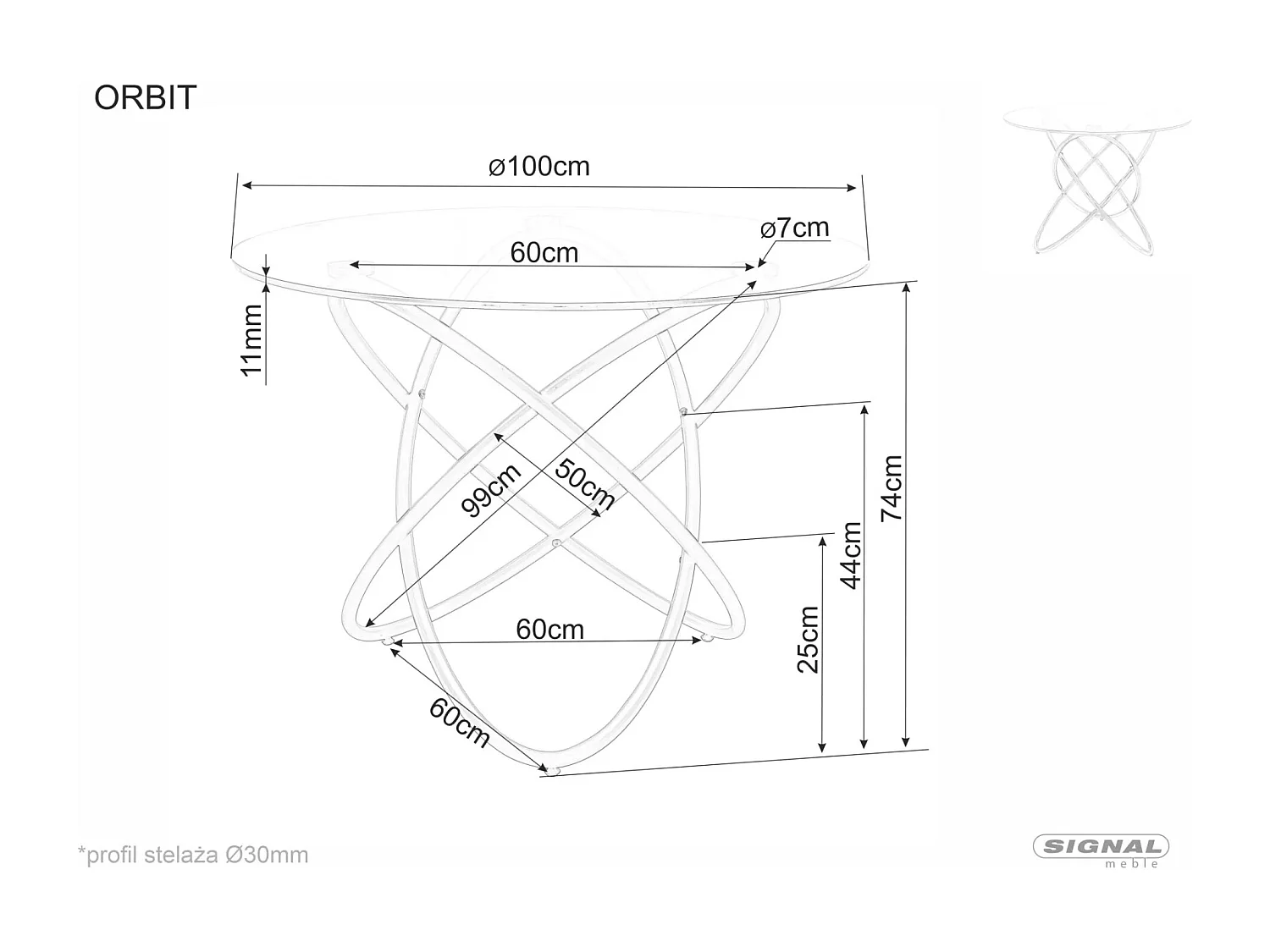 Table à manger Orbit/Verre/Métal précieux/Ronde/Argent