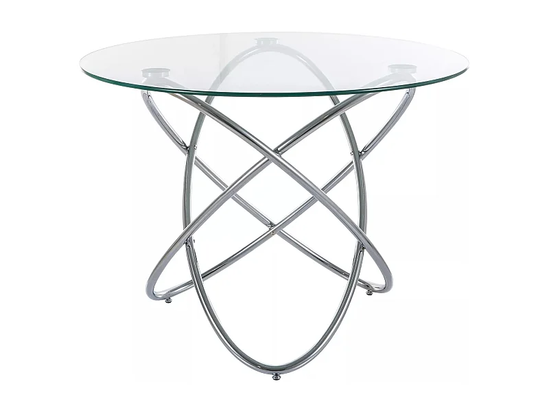 Esstisch Orbit/Glas/Edelmetall/Rund/Silber