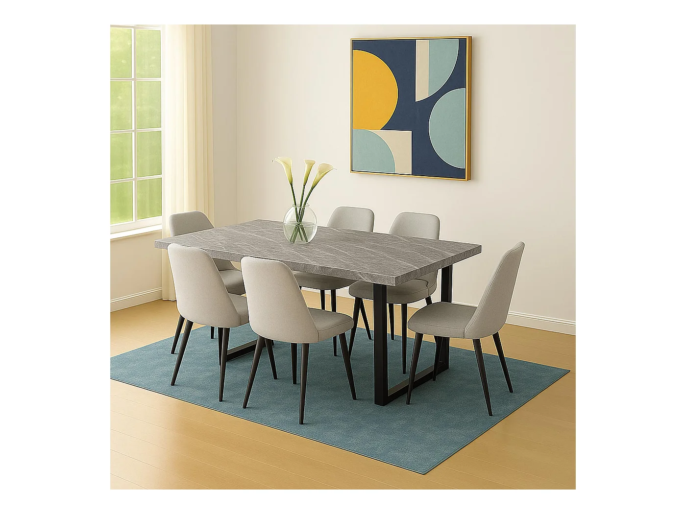 Stół do jadalni MCW-O61,  wygląd marmuru szary