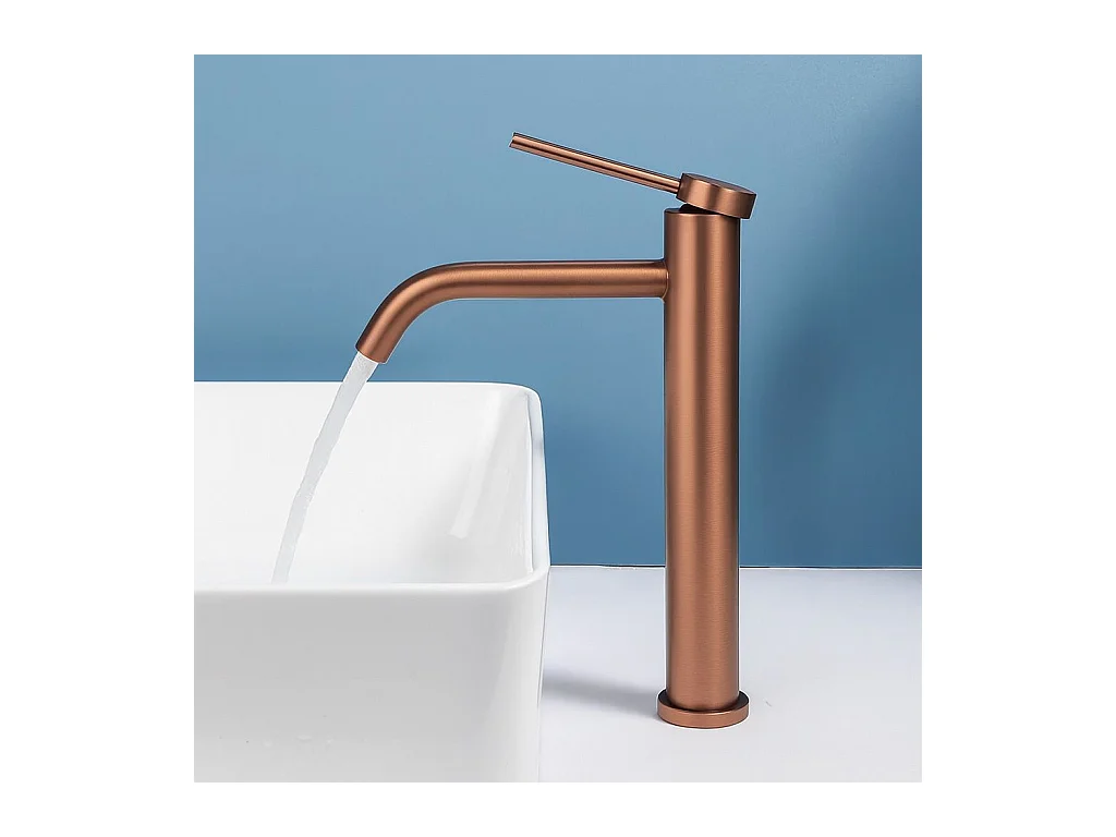 Torneira Para Lavatório Rea Clif High Brush Copper