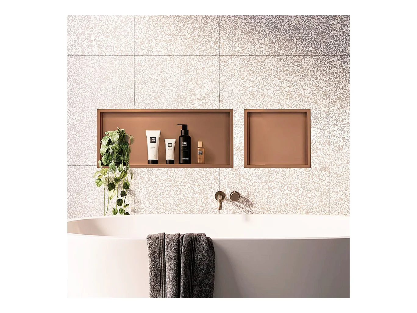 Étagère D'Encastrement Pour Salle De Bains Rea 30X60 Brush Copper