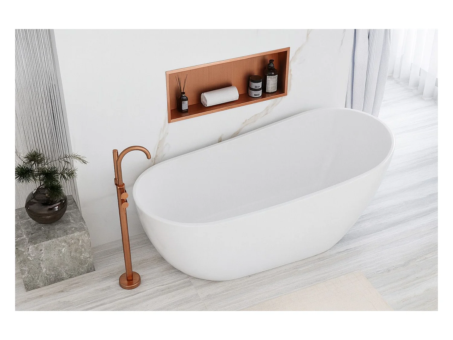 Étagère D'Encastrement Pour Salle De Bains Rea 30X60 Brush Copper