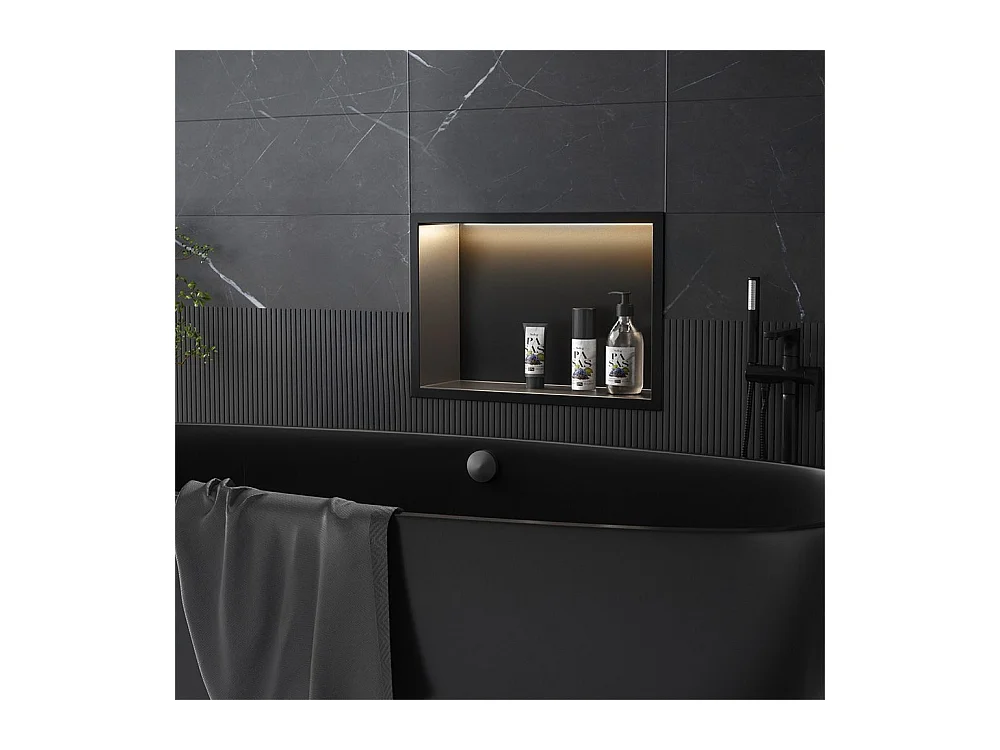Étagère D'Encastrement Pour Salle De Bains Rea 30X45 Led Black