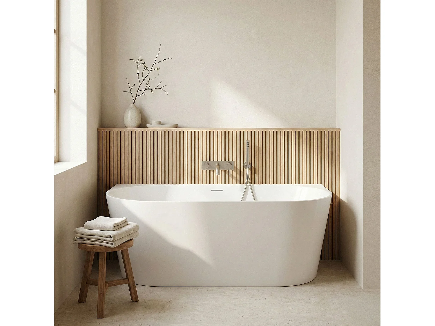 Baignoire Murale Rea Capri Slim 170 White