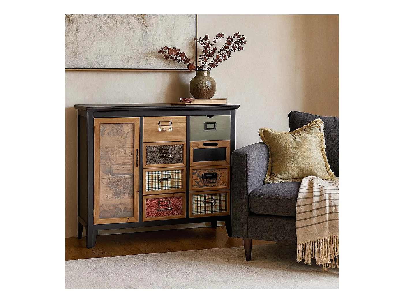 Commode de pharmacien MCW-O63,  Corps noir