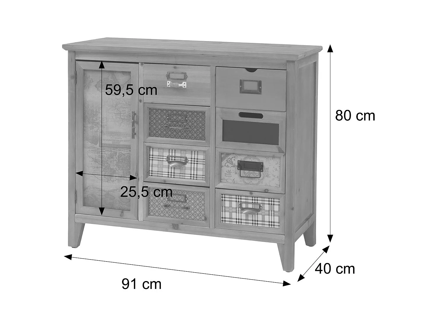 Commode de pharmacien MCW-O63,  Corps noir