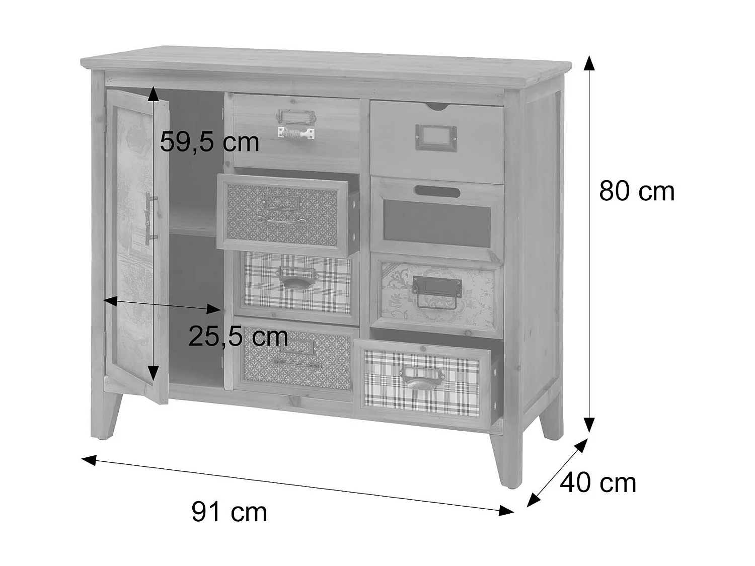 Apothekerkommode MCW-O63, Korpus schwarz