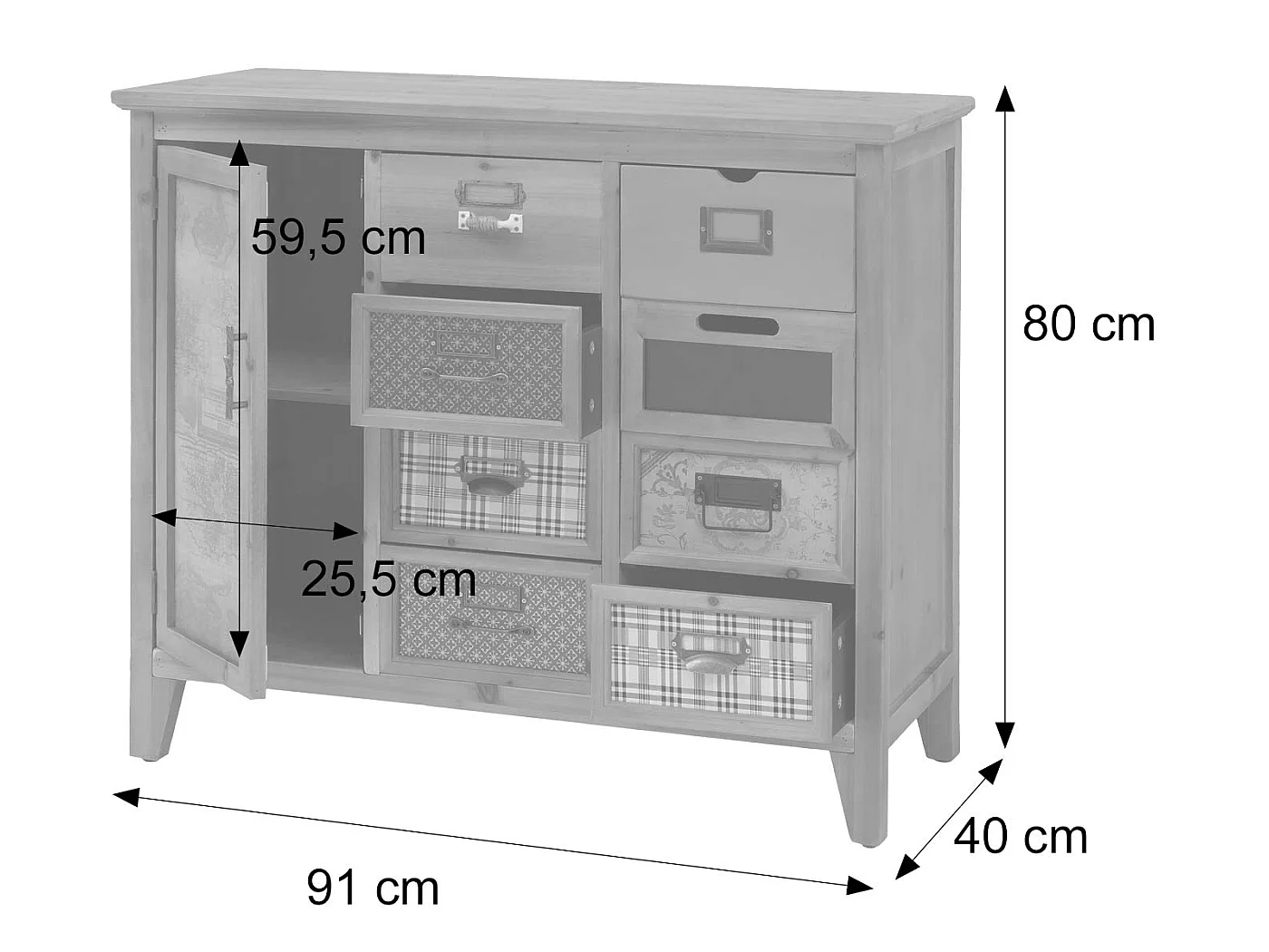 Commode de pharmacien MCW-O63,  Corps noir