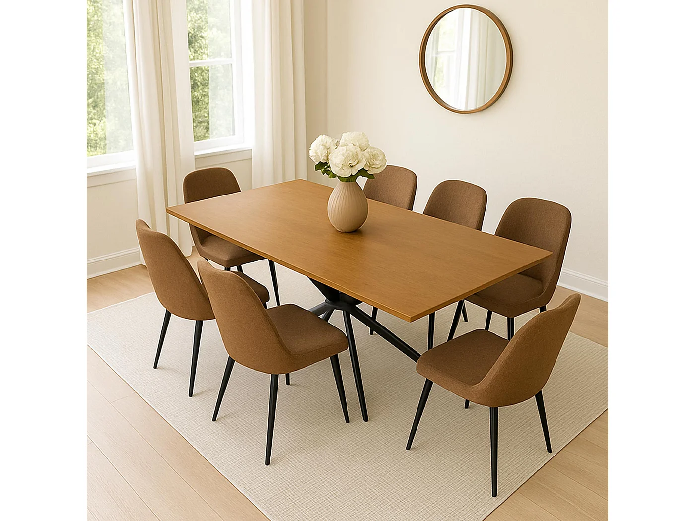 Spisebord MCW-O57,  valnødslook