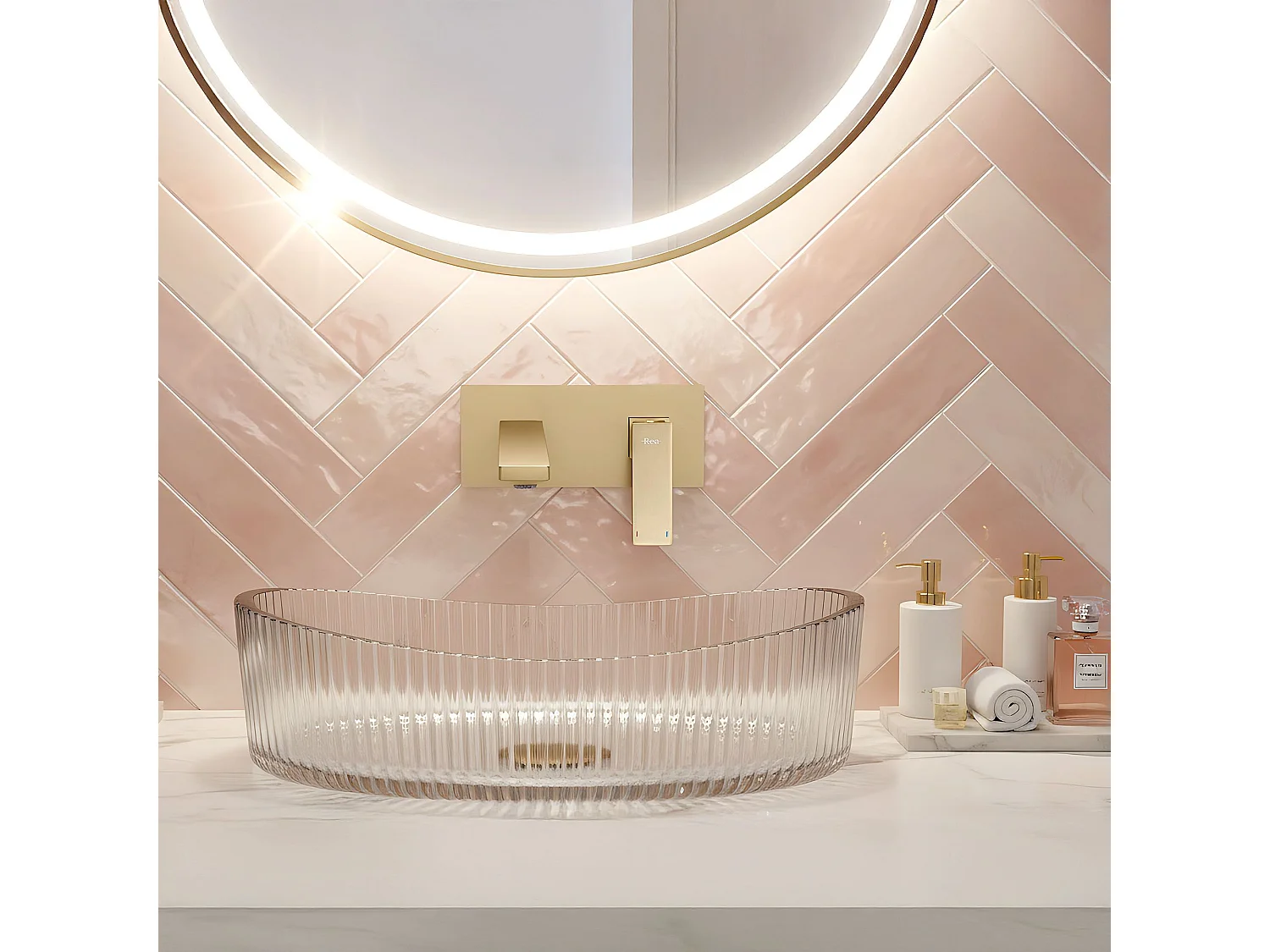 Robinet De Lavabo Encastré Rea Joe Brush Gold