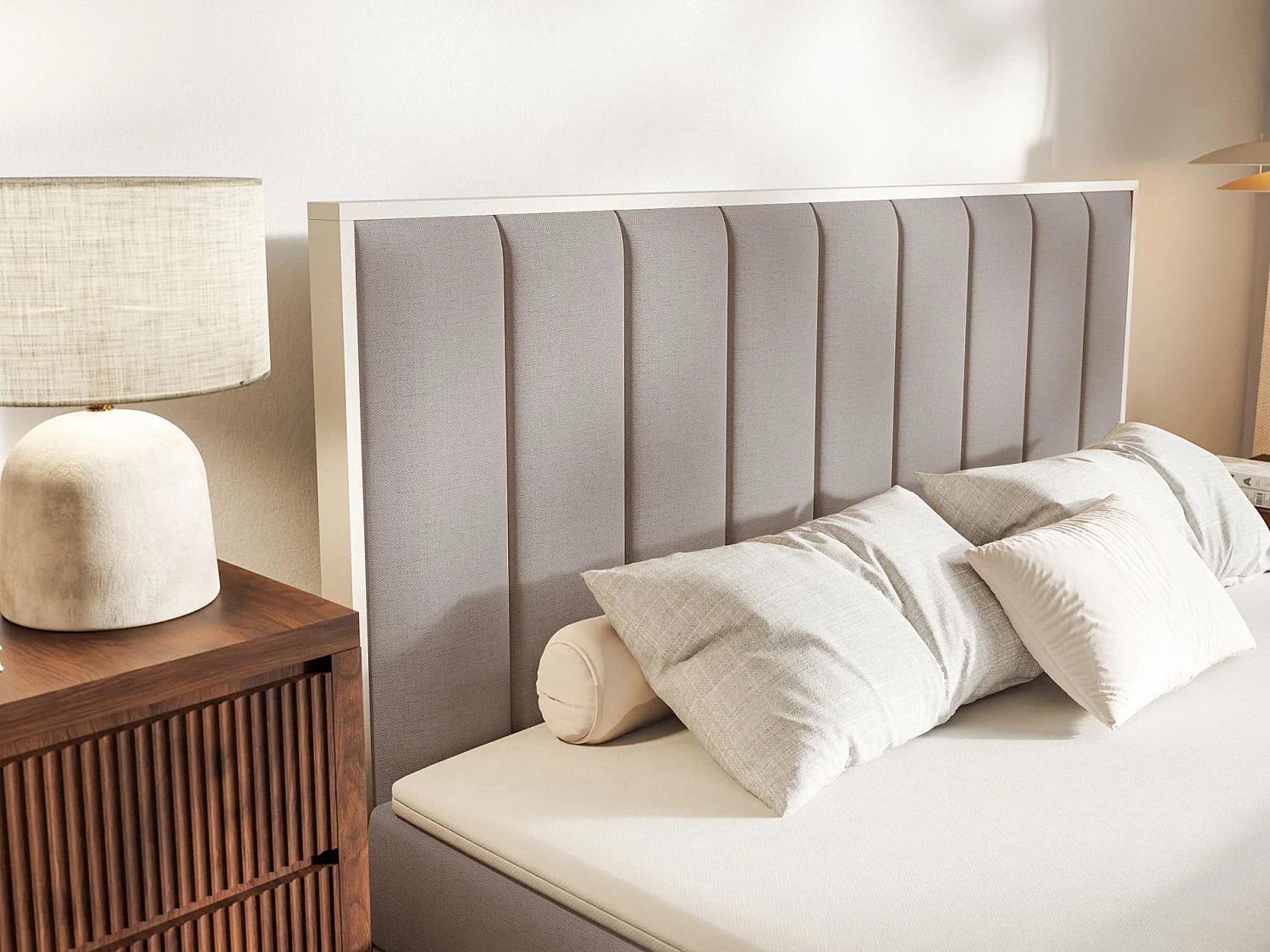 Lit boxspring 180x200 – rangement et surmatelas – chenille hydrophobe – brun – TOGENTS