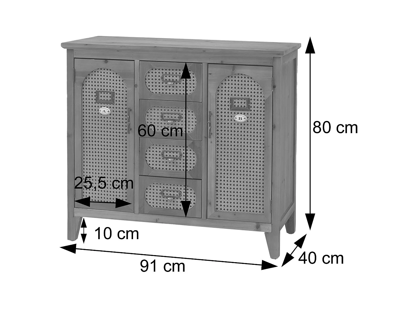 Cómoda de farmácia MCW-O63,  Corpo preto