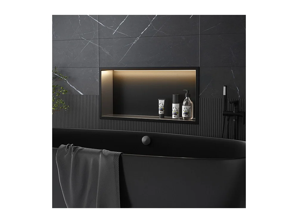 Étagère D'Encastrement Pour Salle De Bains Rea 30X60 Led Black