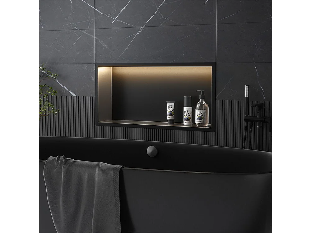 Prateleira De Banheiro Rea 30X60 Led Black