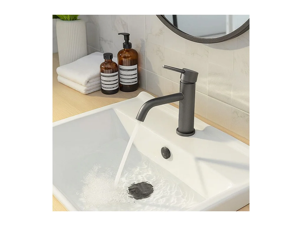 Torneira Para Lavatório Rea Lungo Low Titanium