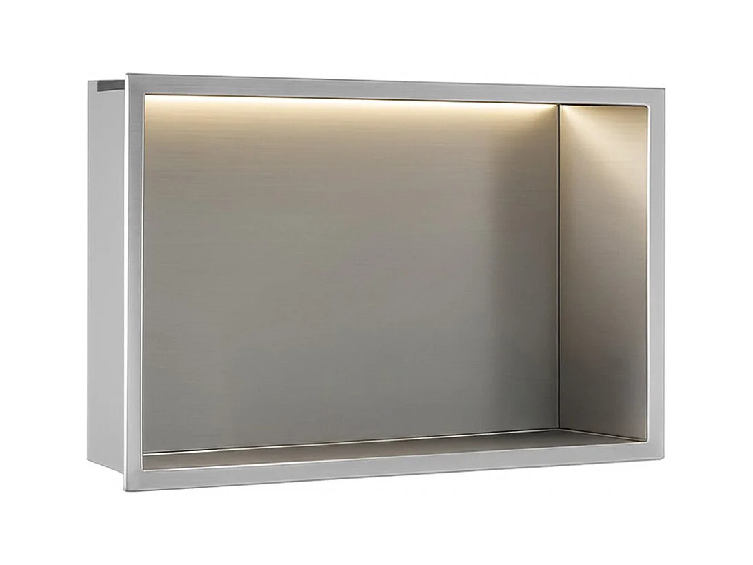 Étagère D'Encastrement Pour Salle De Bains Rea 30X45 Led Brush Steel