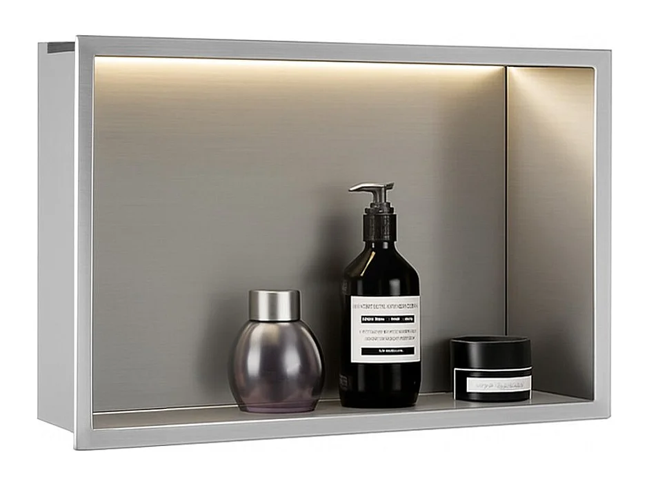 Étagère D'Encastrement Pour Salle De Bains Rea 30X45 Led Brush Steel