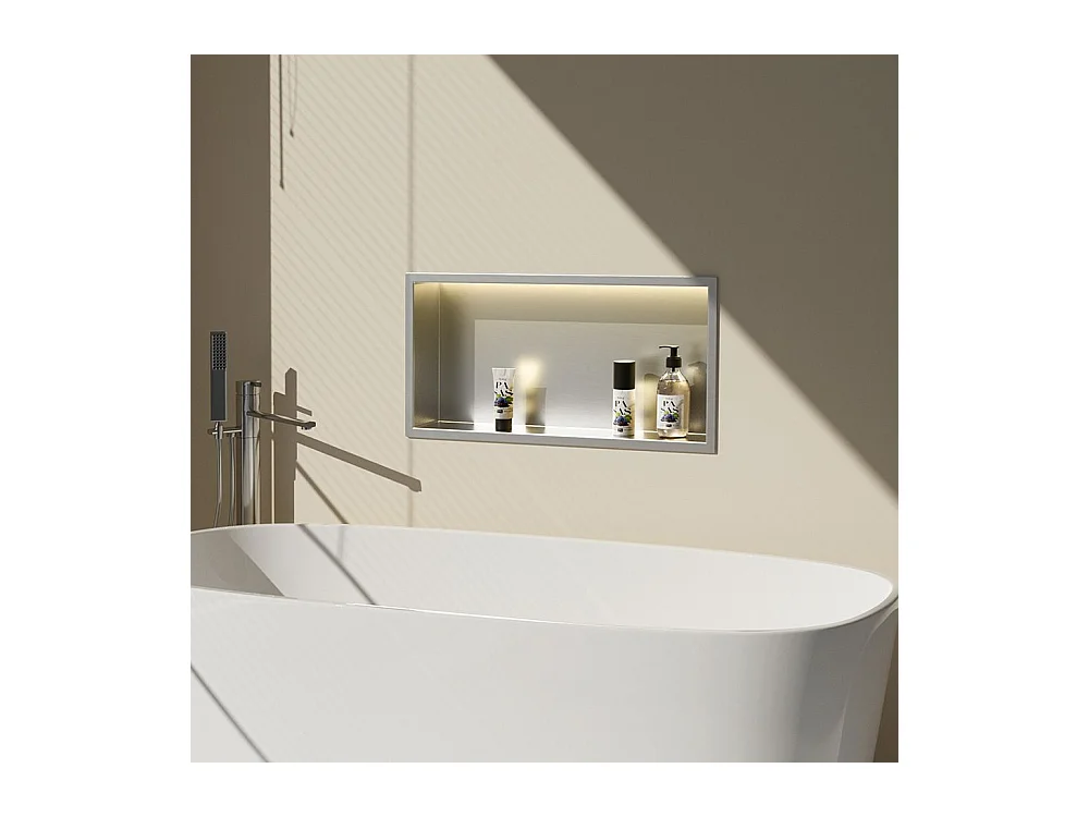 Étagère D'Encastrement Pour Salle De Bains Rea 30X45 Led Brush Steel
