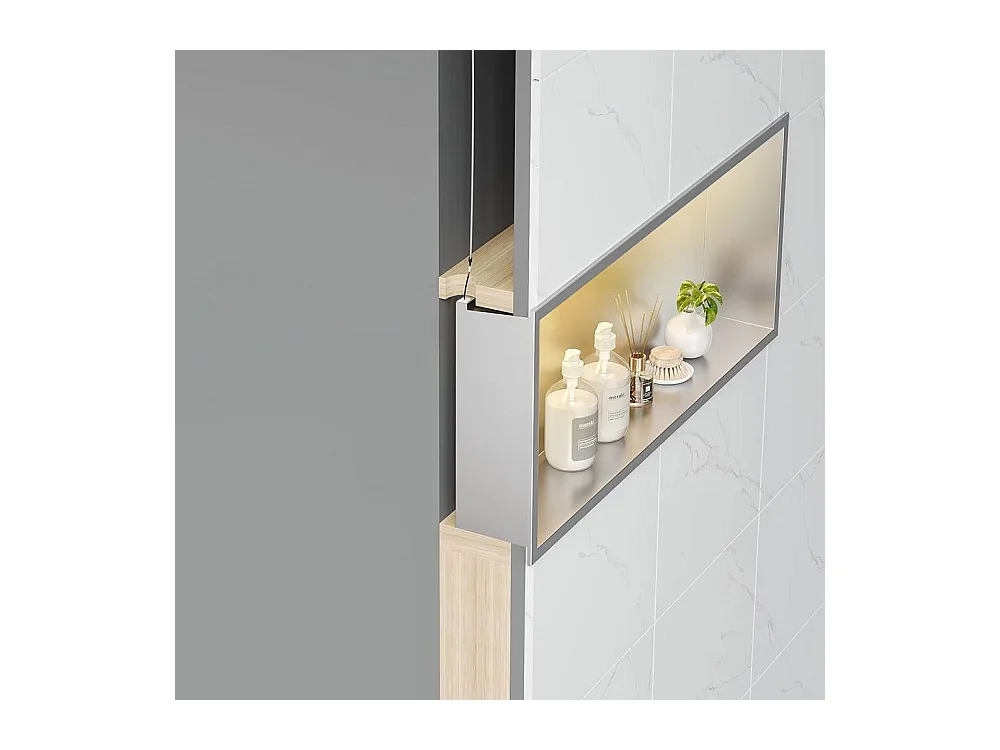 Étagère D'Encastrement Pour Salle De Bains Rea 30X45 Led Brush Steel