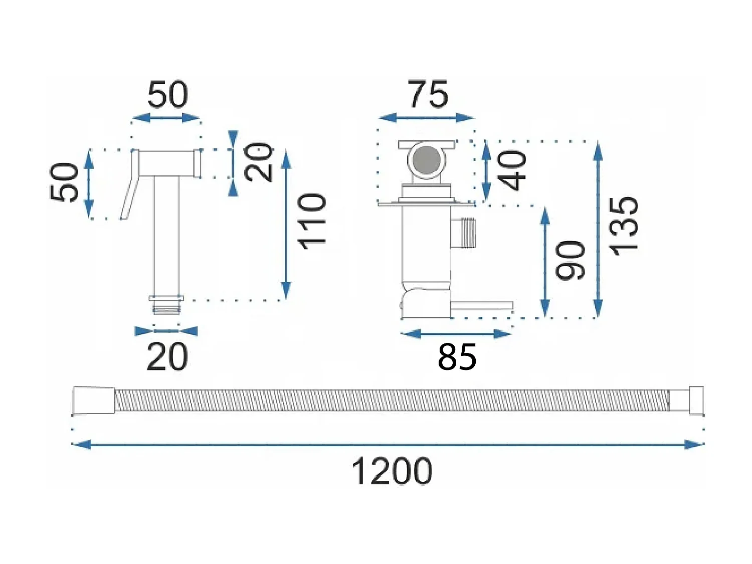 Robinet De Bidet Rea Lungo Loop Diamond Copper