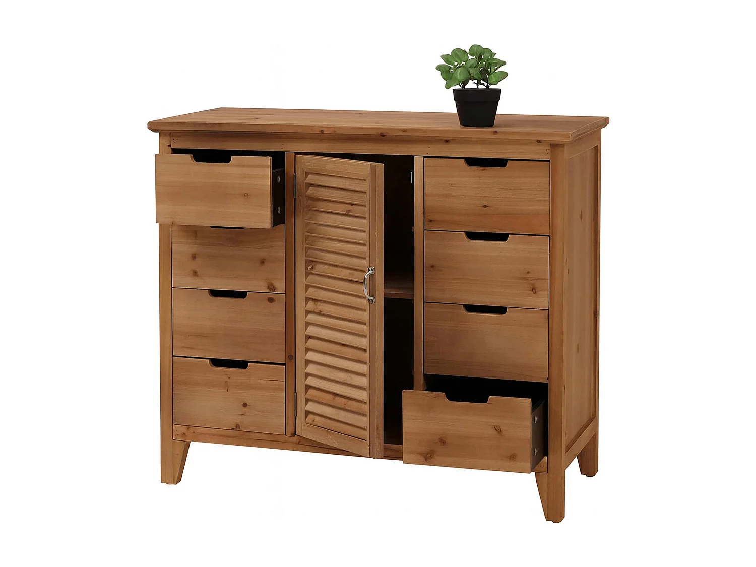 Comò cassettiera MCW-O63, armadio scomparti e cassetti, effetto persiana vintage shabby 80x91x40 cm ~ telaio naturale