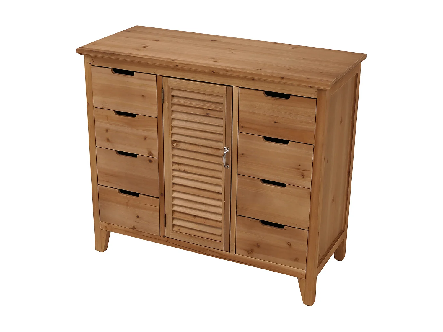 Comò cassettiera MCW-O63, armadio scomparti e cassetti, effetto persiana vintage shabby 80x91x40 cm ~ telaio naturale