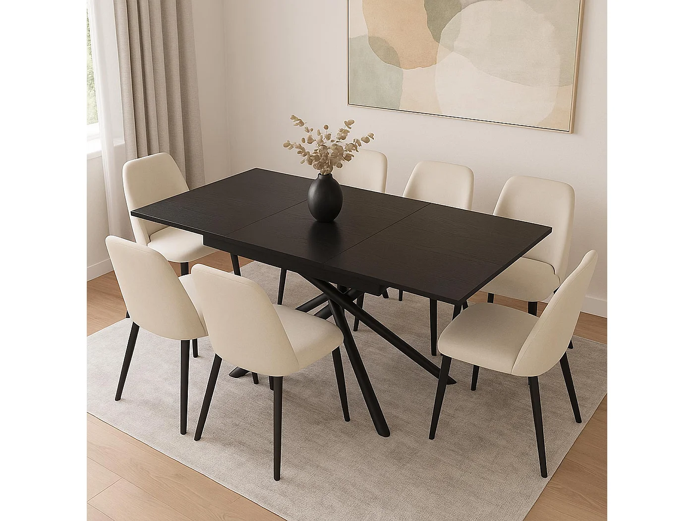 Esszimmertisch MCW-O57, Stein-Optik schwarz