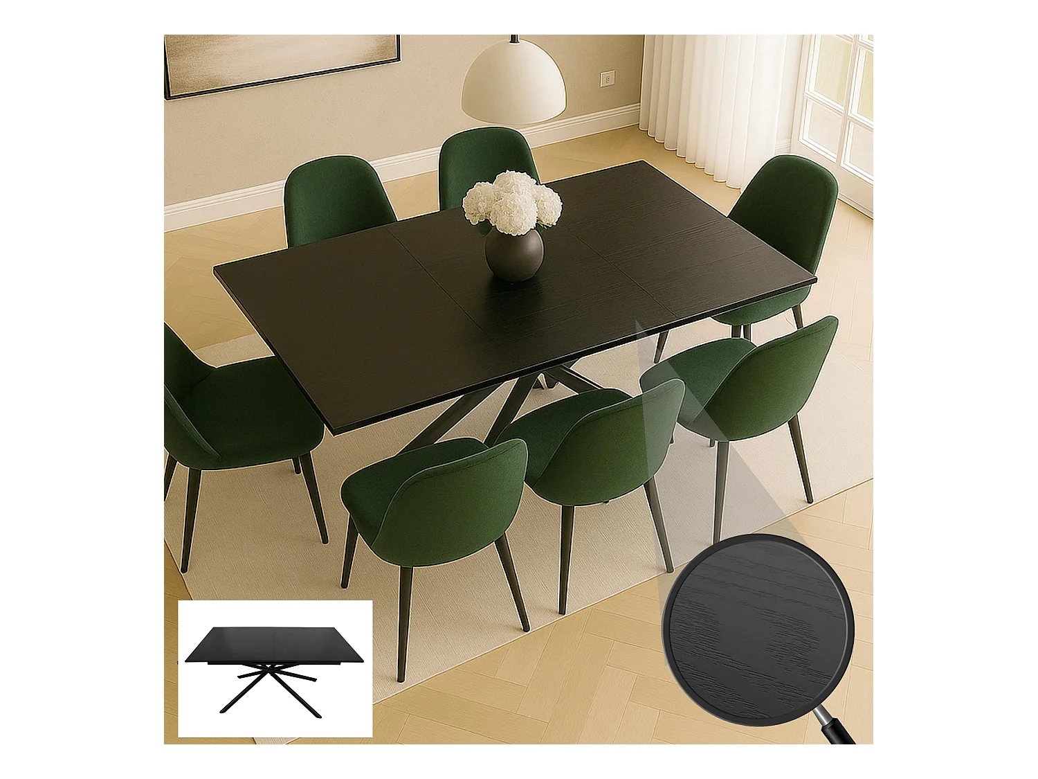 Stół do jadalni MCW-O57,  wygląd kamienia czarny