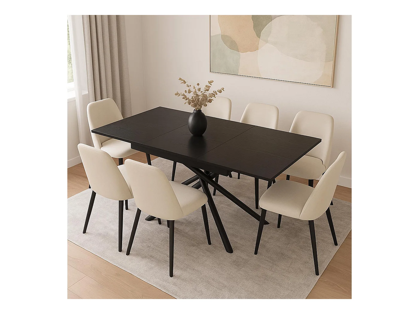 Stół do jadalni MCW-O57,  wygląd kamienia czarny