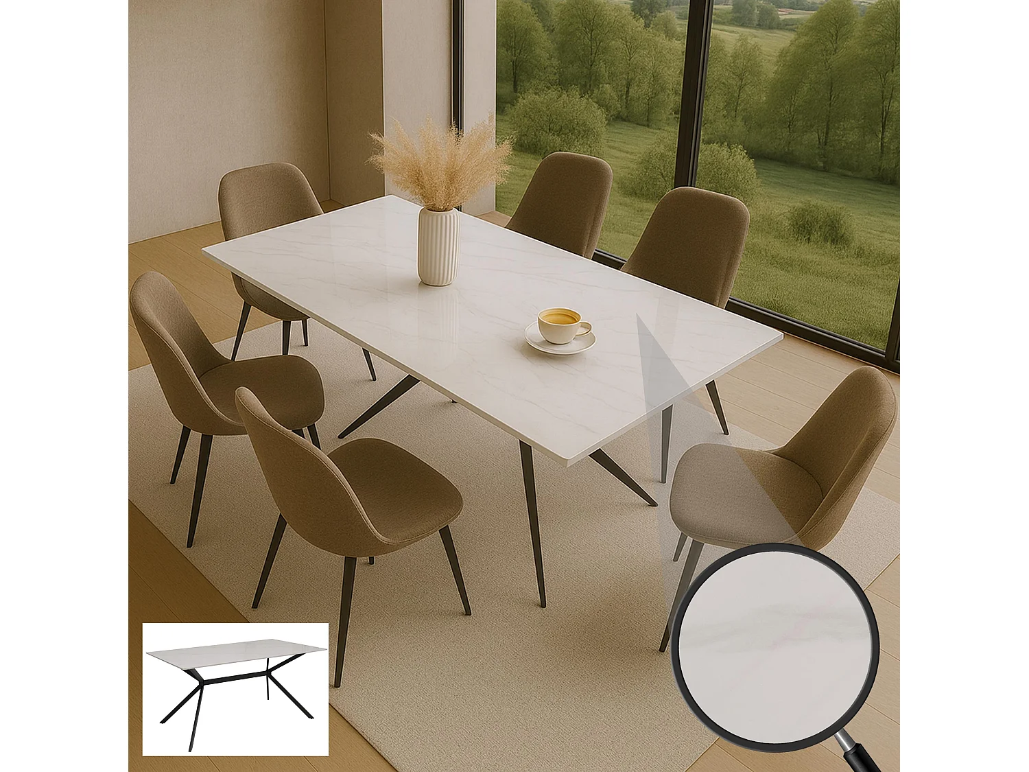 Eettafel MCW-O58,  wit