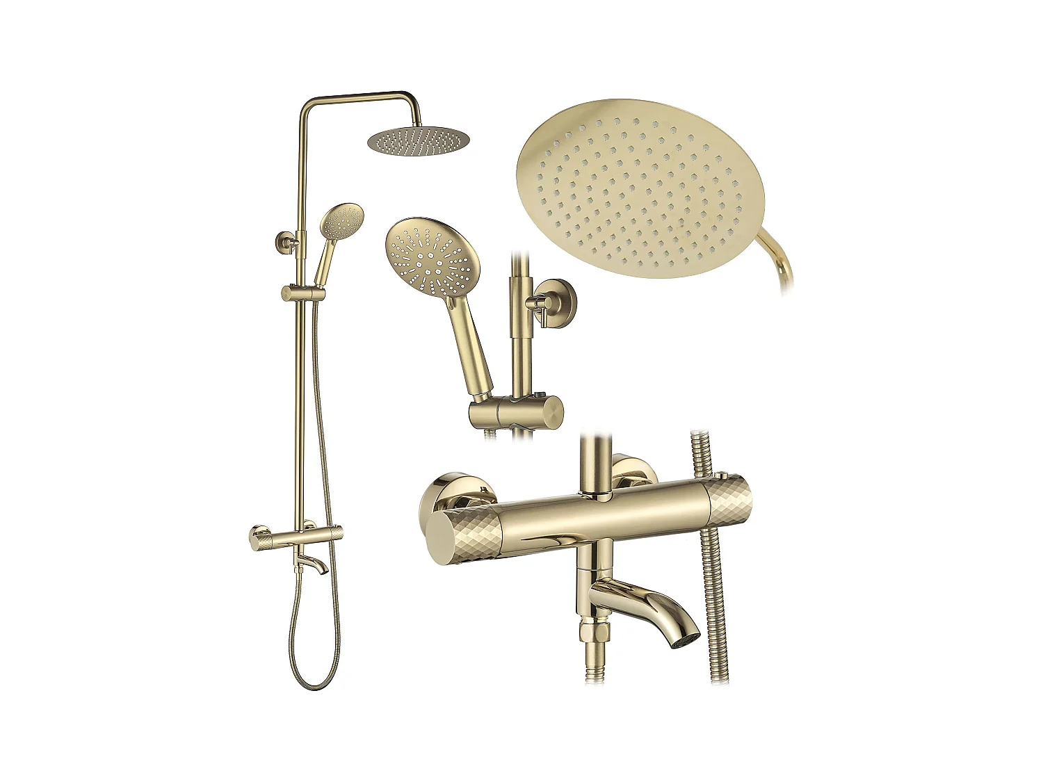 Conjunto De Chuveiro Rea Lungo Diamond Gold
