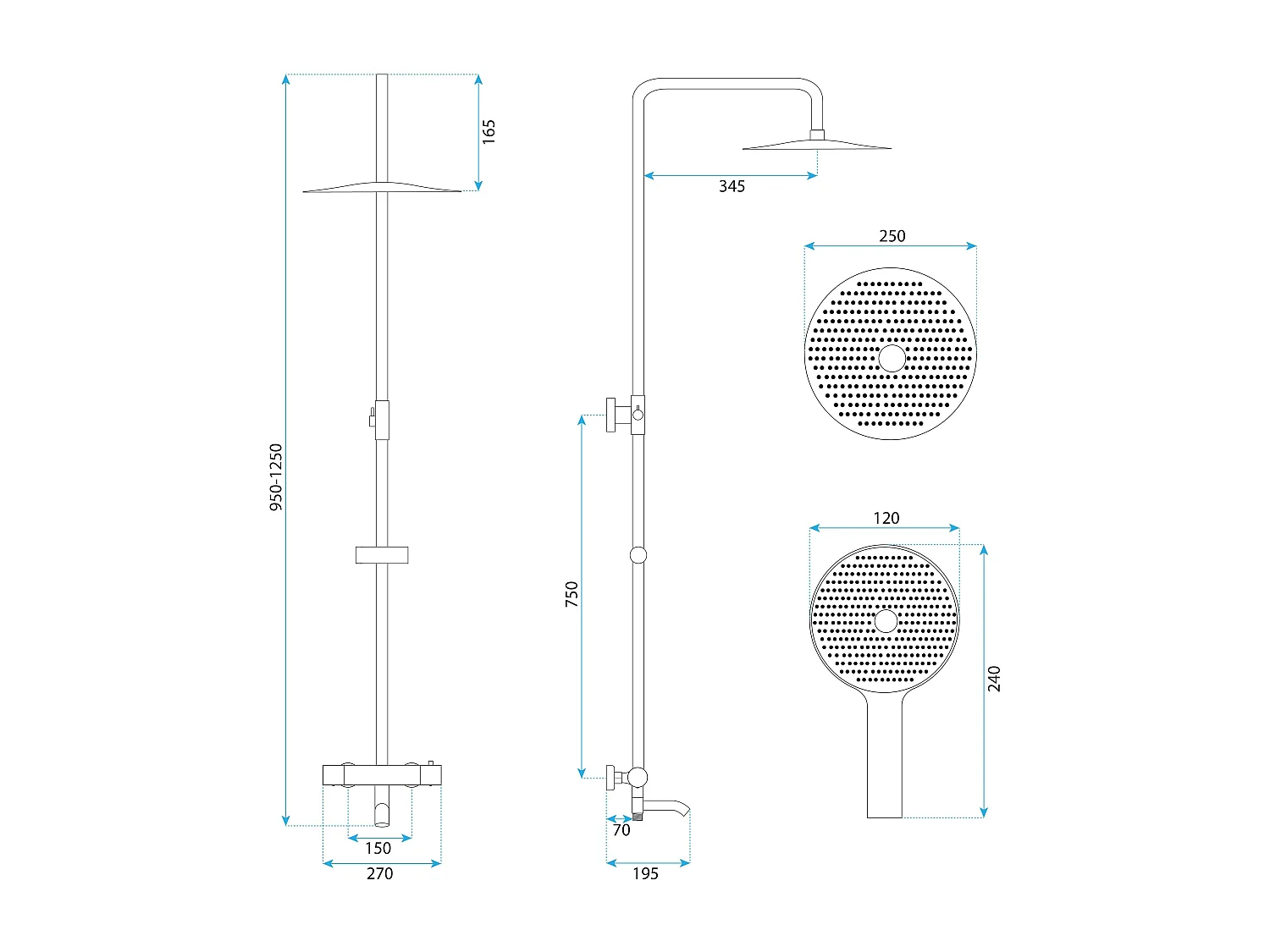 Set Doccia Rea Lungo Diamond Gold
