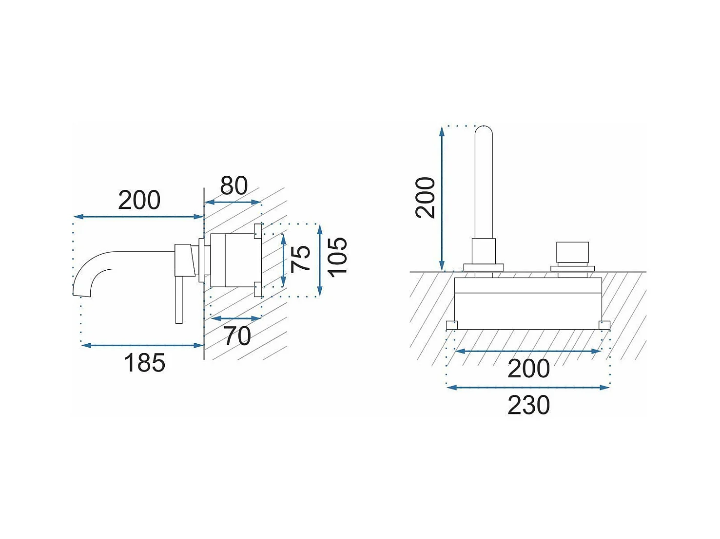 Torneira Oculta Rea Lungo Long +Box Titanium