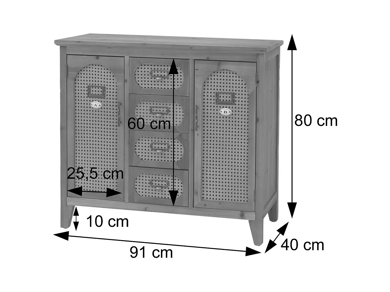 Apothekerkommode MCW-O63, Korpus natur