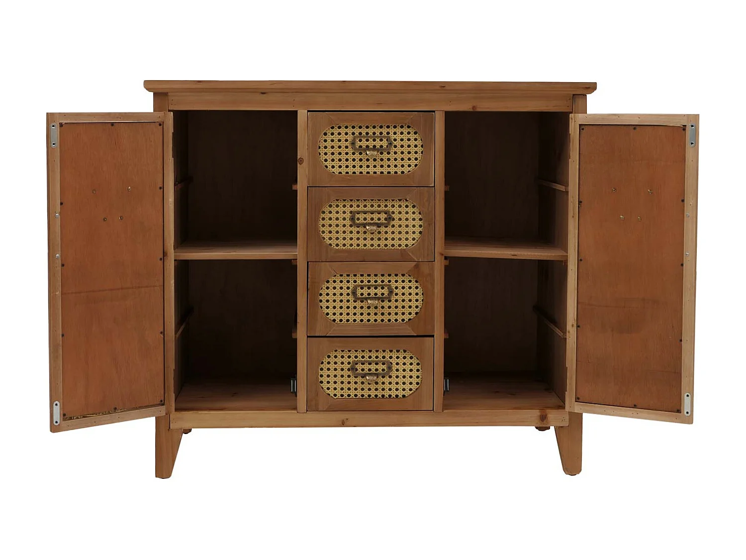 Comò da farmacia MCW-O63, credenza armadio scomparti cassetti, effetto rattan vintage, 80x91x40cm ~ telaio naturale
