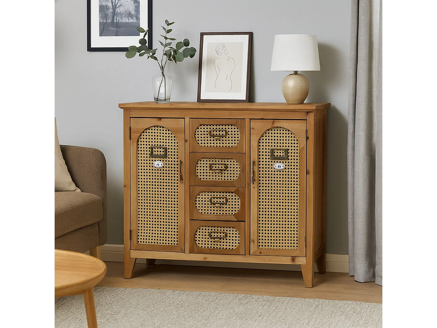 Commode de pharmacien MCW-O63,  Corps naturel