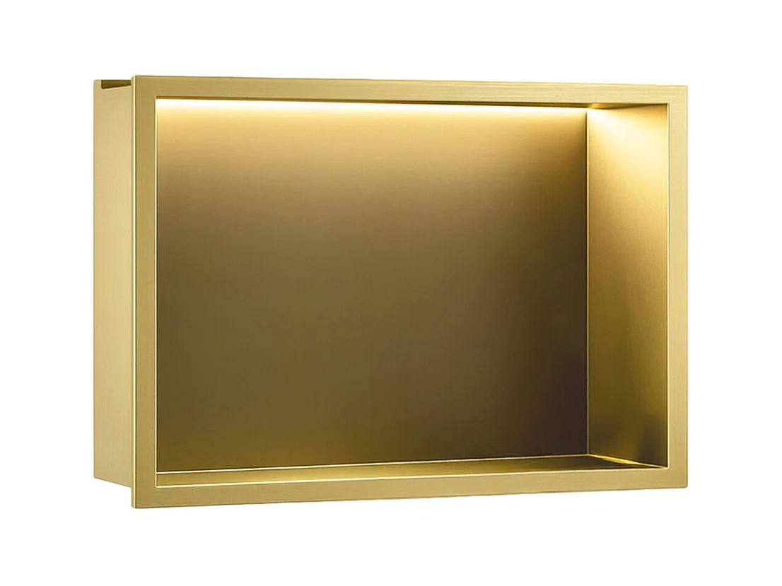 Étagère D'Encastrement Pour Salle De Bains Rea 30X45 Led Brush Gold