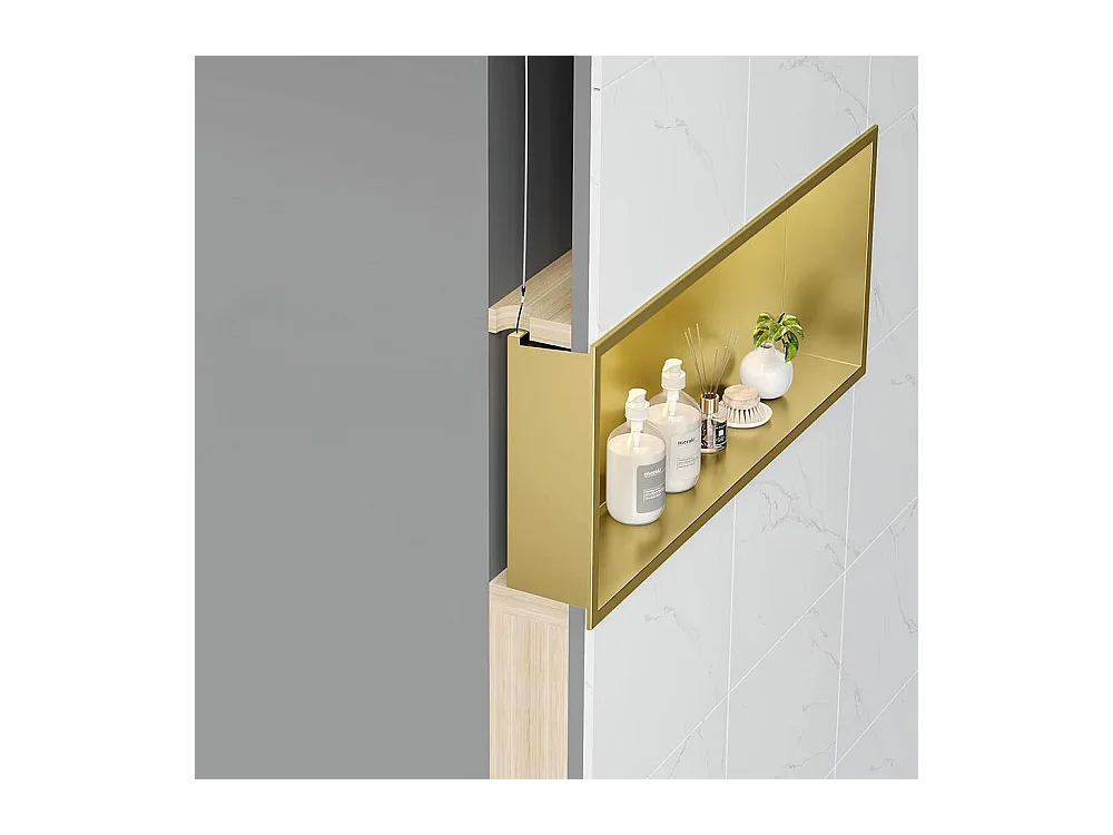 Étagère D'Encastrement Pour Salle De Bains Rea 30X45 Led Brush Gold