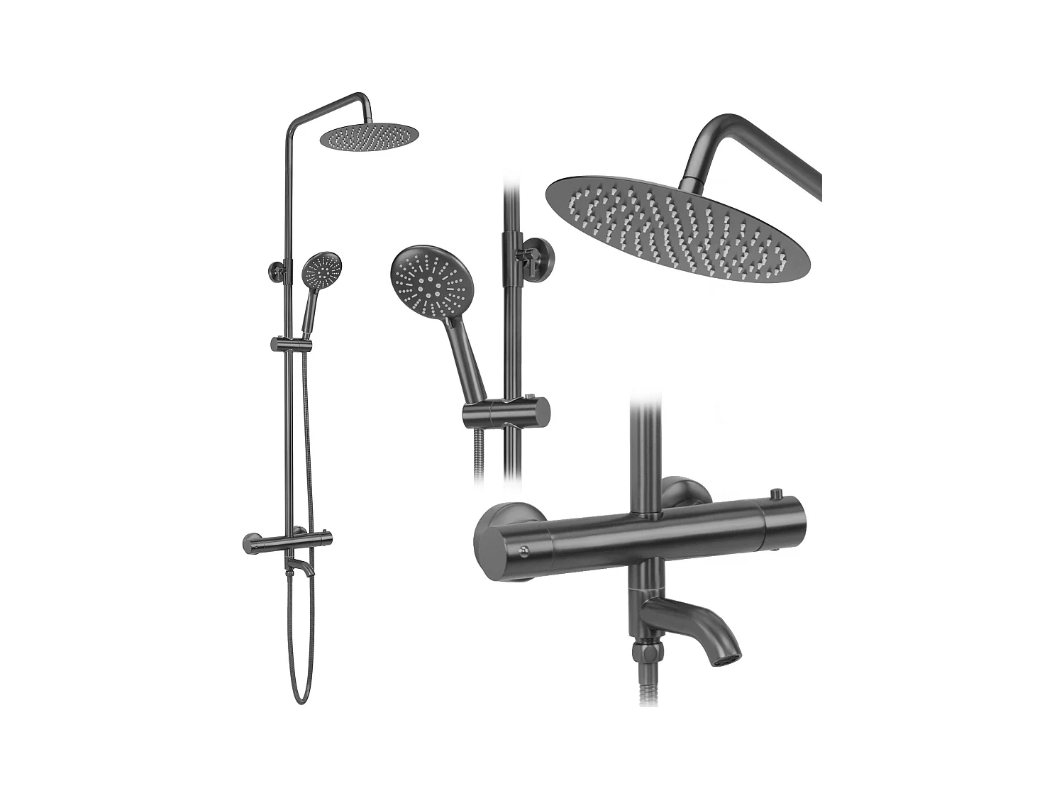 Conjunto De Duche Embutido Rea Lungo High Titanium