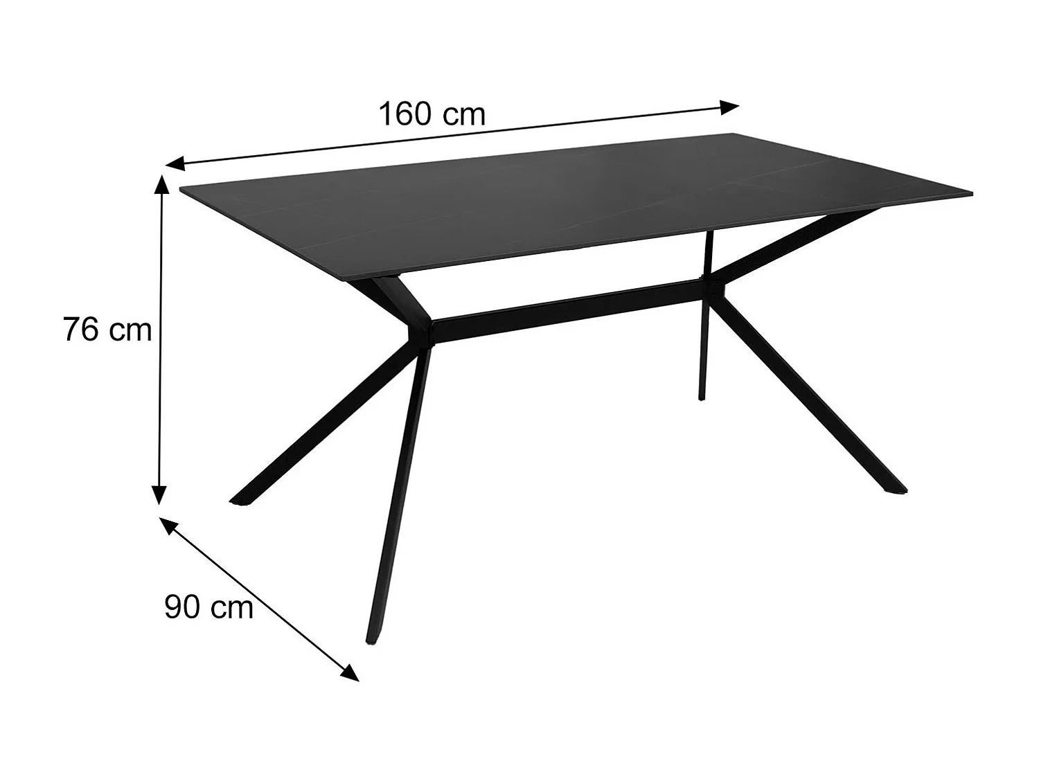 Esszimmertisch MCW-O58, Schwarz-gold