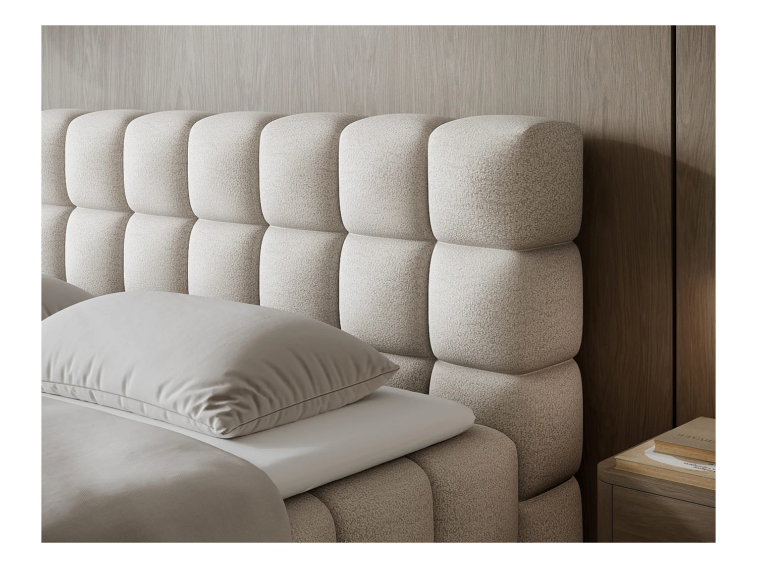 Lit boxspring Damian/180x200/revêtement tissu/Beige