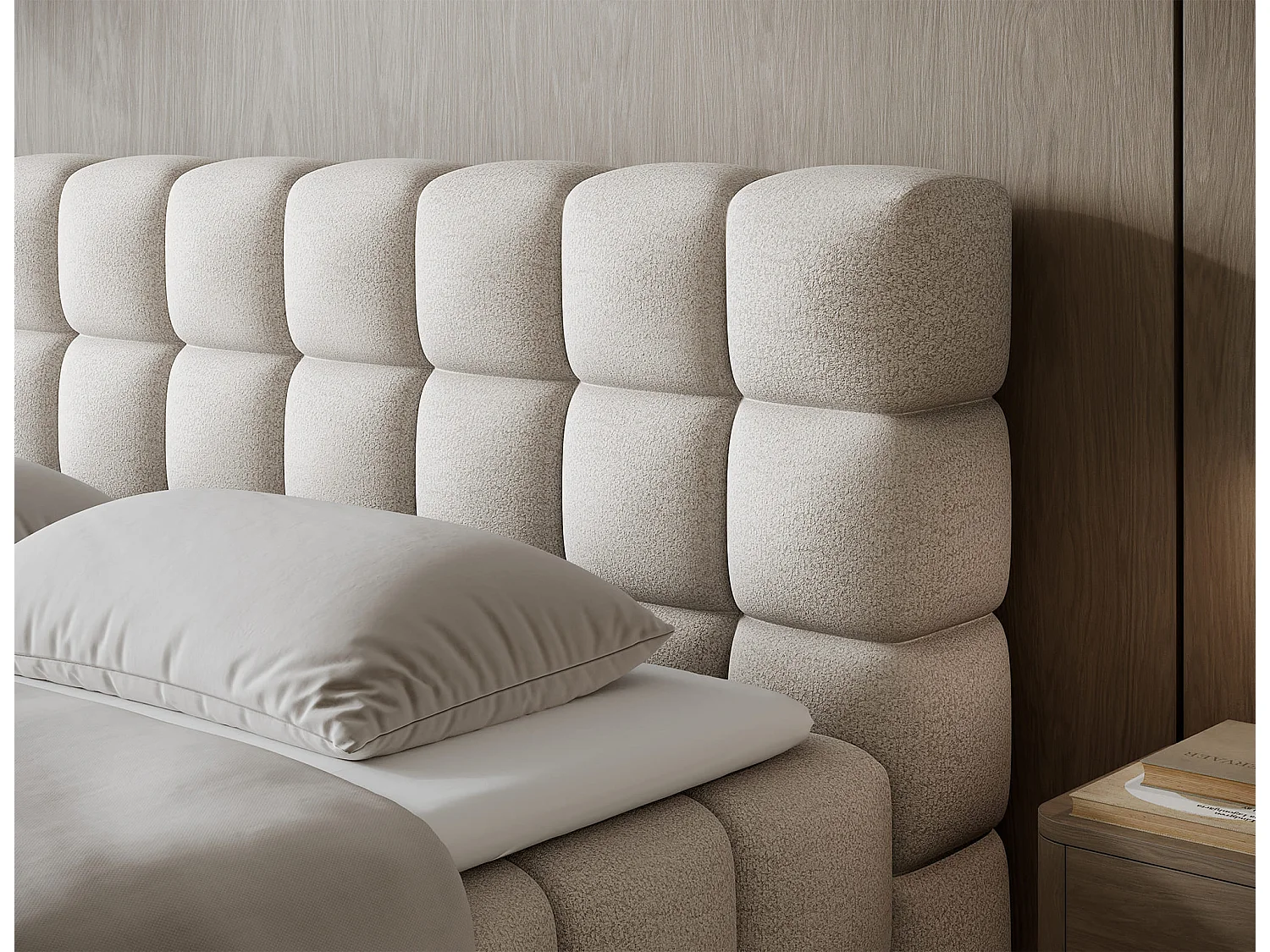 Lit boxspring Damian/180x200/revêtement tissu/Beige