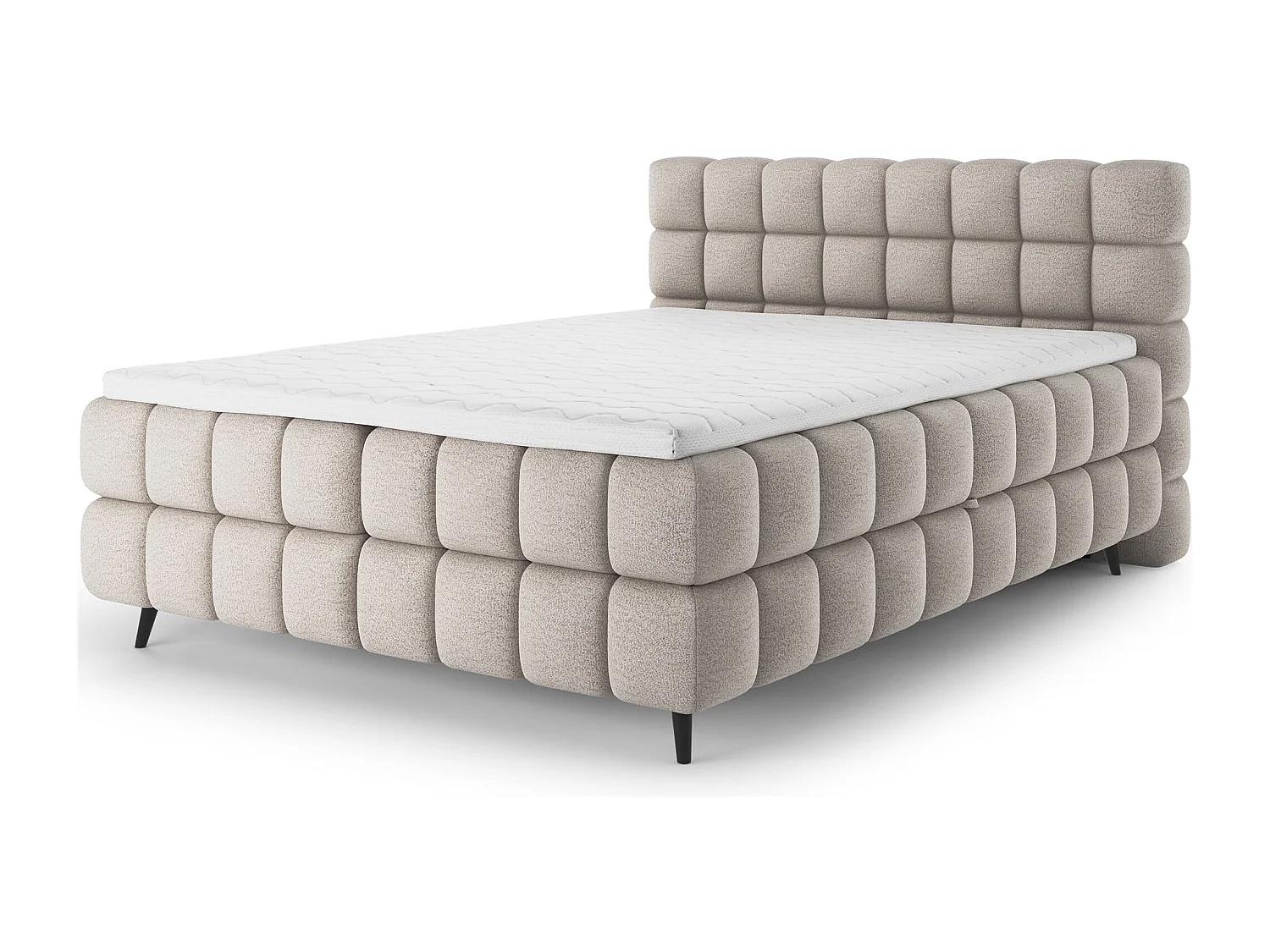 Lit boxspring Damian/180x200/revêtement tissu/Beige