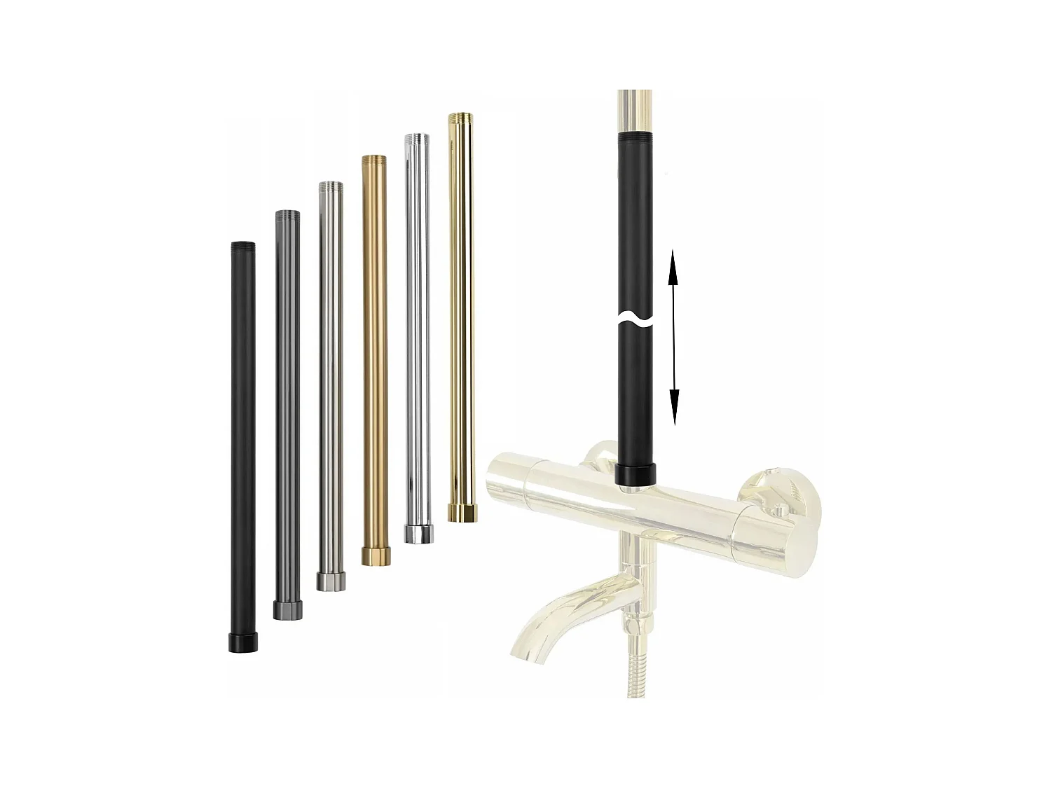 Rallonge Pour Kit De Bain-Douche Rea 50Cm Titanium