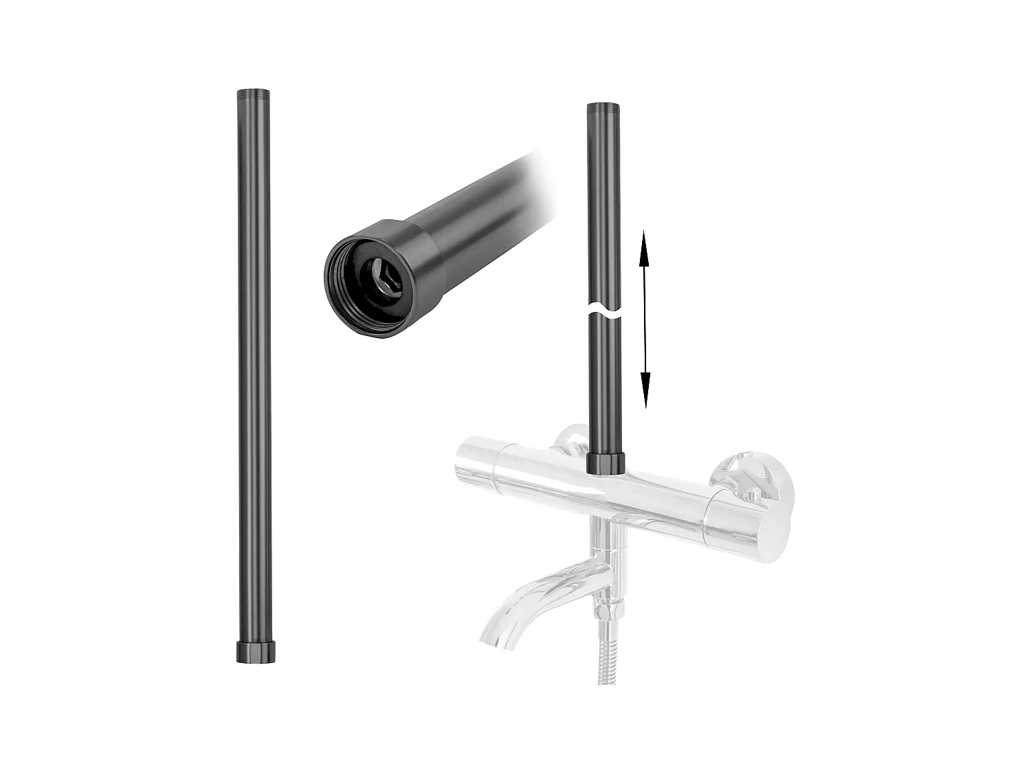 Extensão Para Conjunto Banheira E Chuveiro Rea 50Cm Titanium
