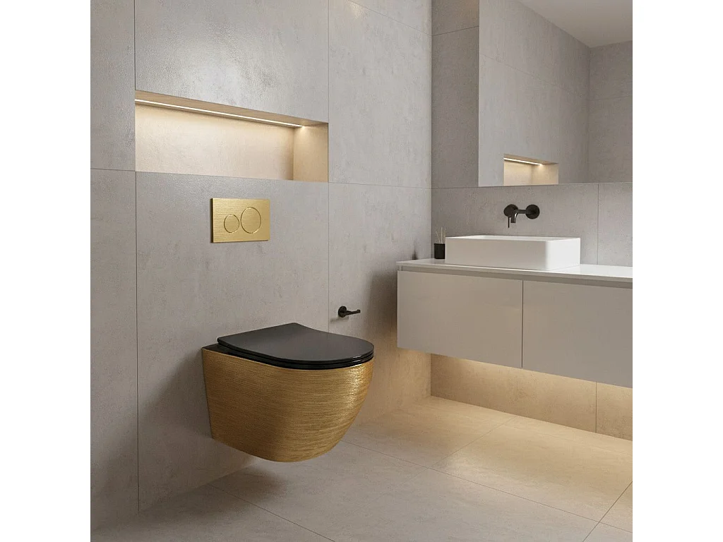 Cuvette Wc Suspendue Rea Carlo Mini Tornado Black/Brushed Gold