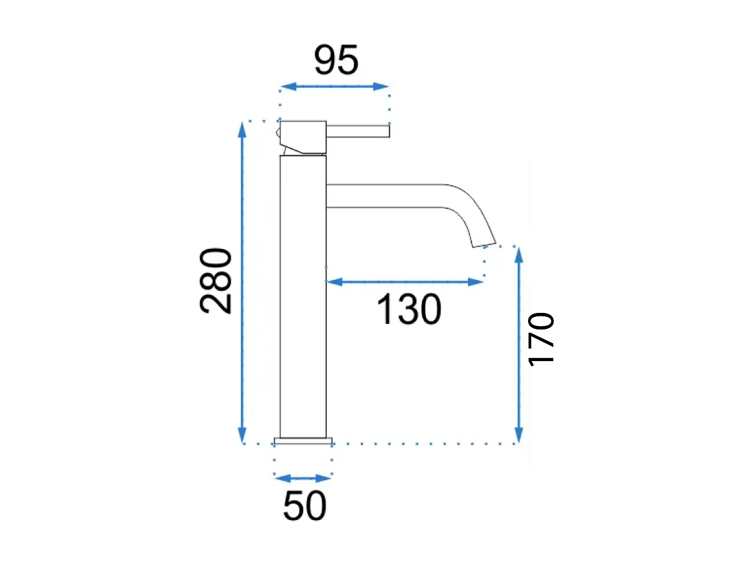 Robinet De Lavabo Rea Lungo High Titanium