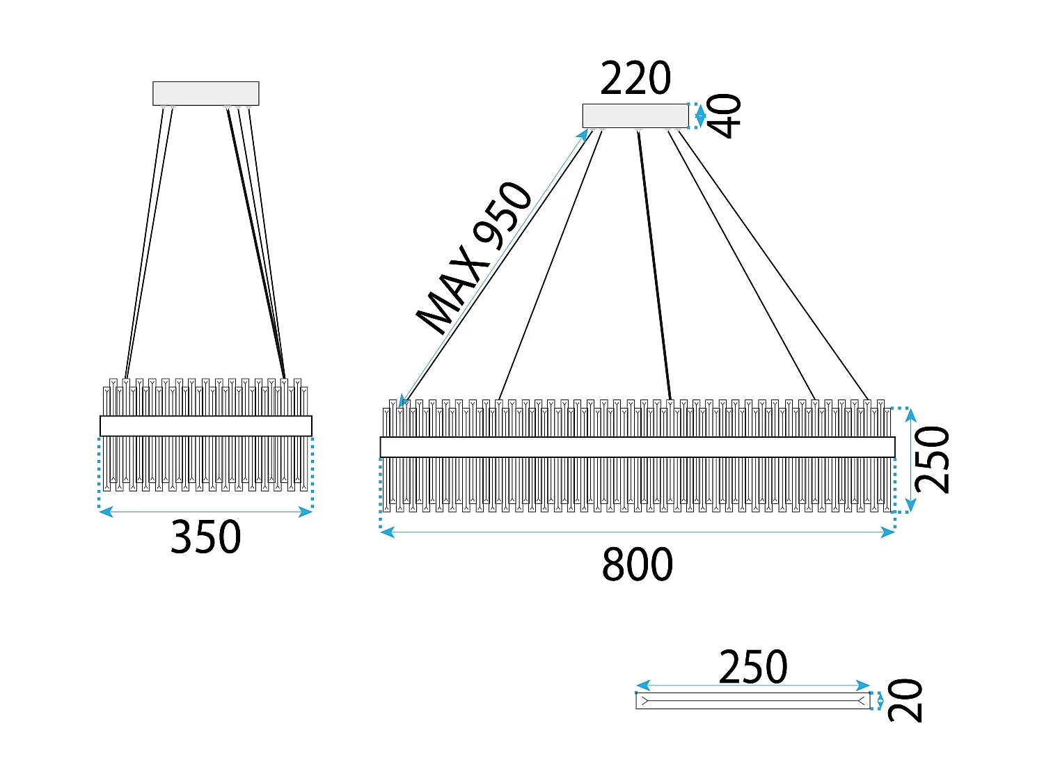 Hangende Plafondlamp Toolight App1514-Cp80 Chrome