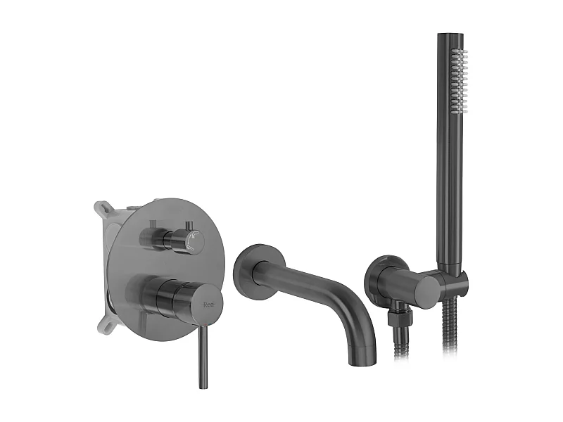 Torneira De Banheira De Chão Rea Lungo +Box Titanium