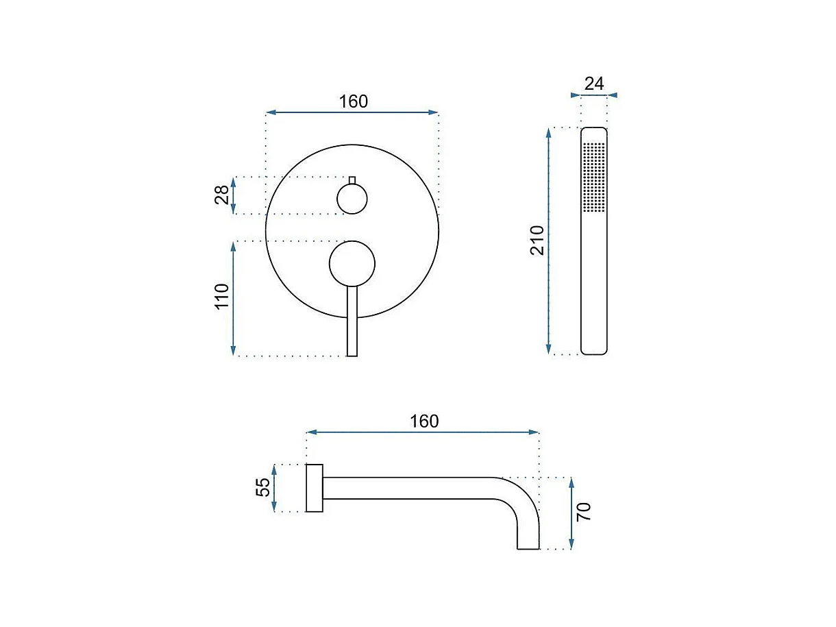 Torneira De Banheira De Chão Rea Lungo +Box Titanium